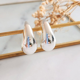 Aretes Gota Grande Plateada - Colección Acero